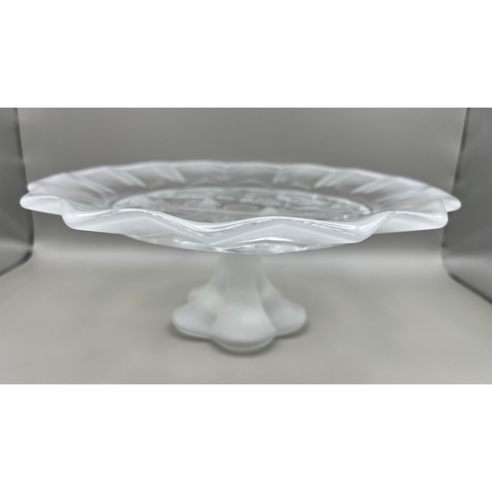 Mikasa Silent Night Footed Bon Bon Dish 9.5" Frosted Crystal SAโ 958/527 Germany
